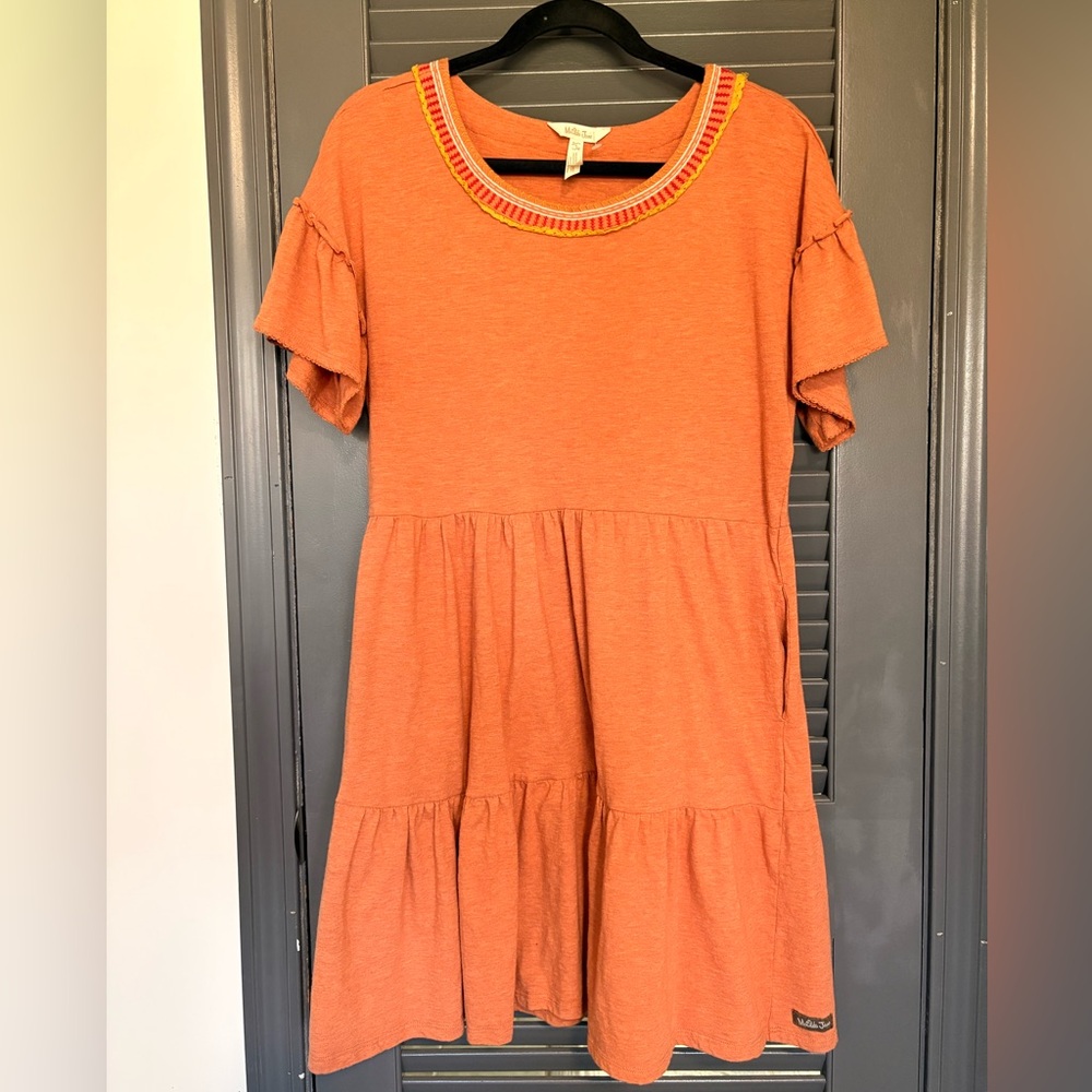 Matilda Jane Orange Cotton Tiered Flutter-Sleeve Dress